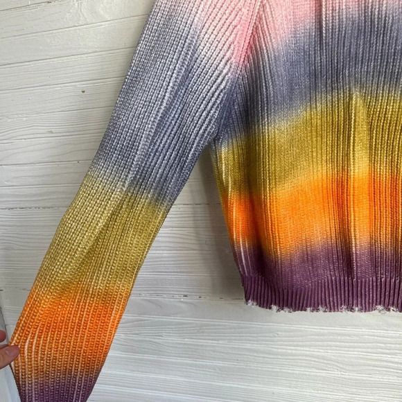 The Indigo Child Distressed Rainbow Sprayed V Neck Sweater Colorful Sz M - Picture 6 of 14